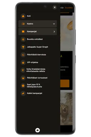Jellona App Valikko