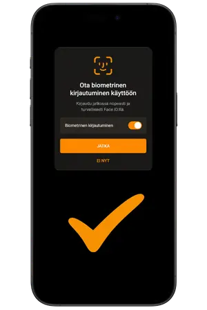 Ota biometrinen kirjautuminen käyttöön Jellona App